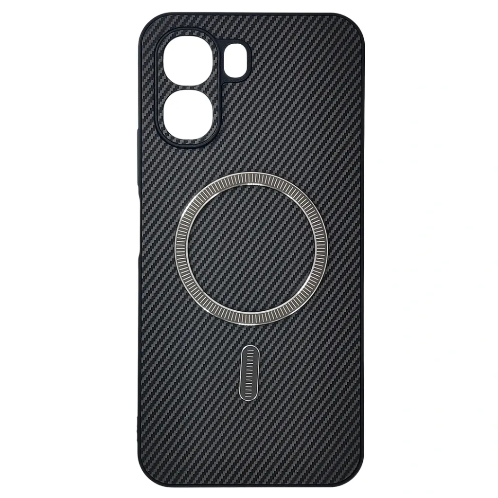 Oppo A6 4G |A6X|A6K|A6 5G Carbon Fiber With Wireless Magsafe Metal Ring Back Case (Gray)