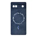 Google Pixel 6A Carbon Fiber With Wireless Magsafe Metal Ring Back Case (Blue)