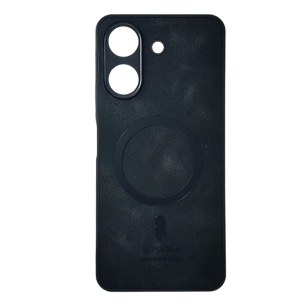 [PO32BMI13C-19-2] Xiaomi Redmi 13C|Poco C65 Built-in Magnetic Ring Premium Leather With Velvet Feel Back Case (Black)