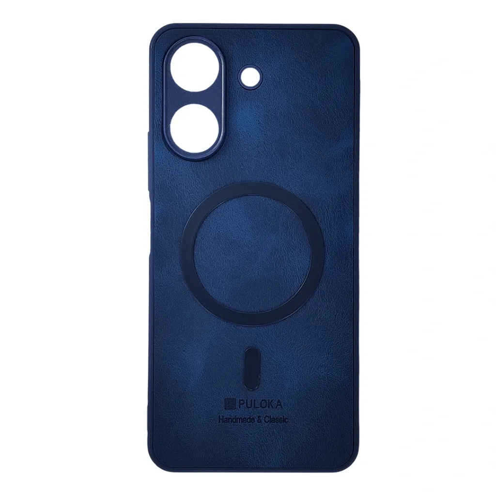 [PO32BMI13C-19-17] Xiaomi Redmi 13C|Poco C65 Built-in Magnetic Ring Premium Leather With Velvet Feel Back Case (Navy Blue)