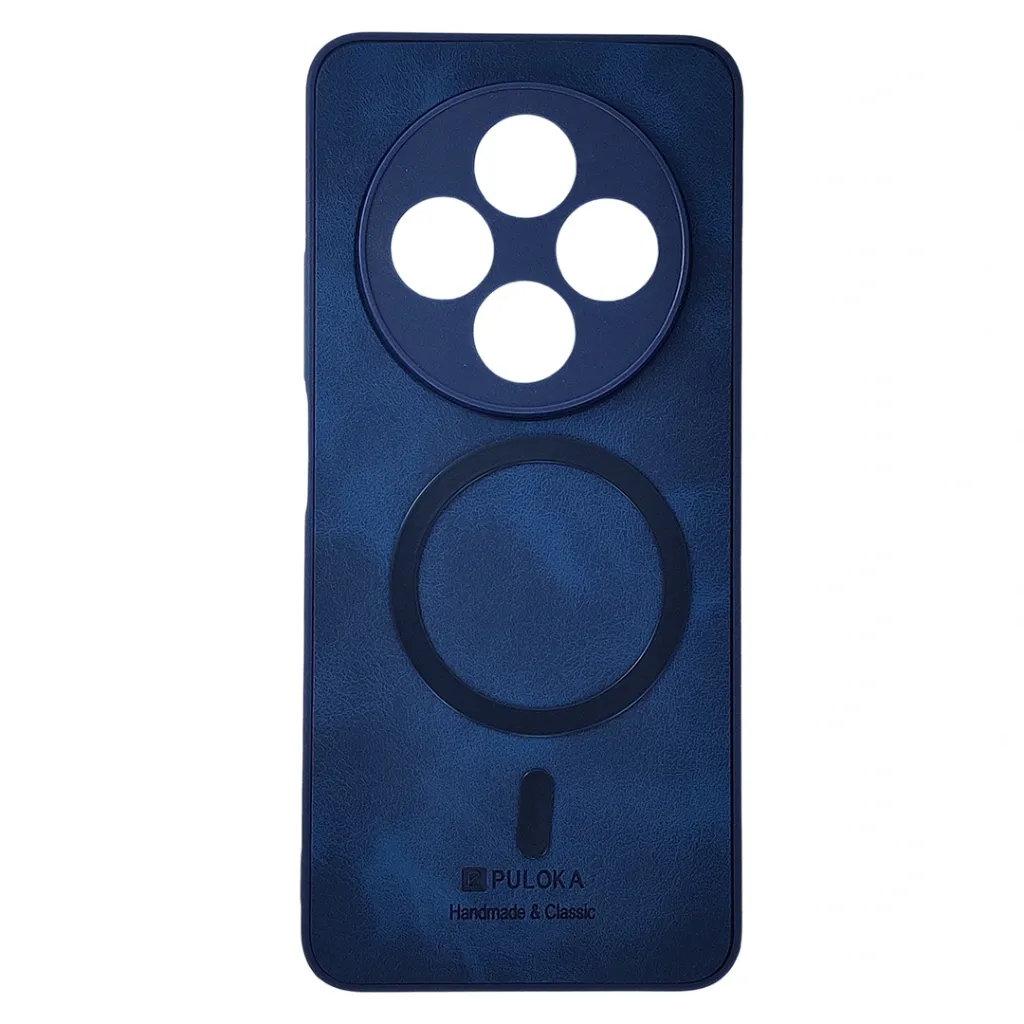 Xiaomi Redmi 14C|Poco C75 Built-in Magnetic Ring Premium Leather With Velvet Feel Back Case (Navy Blue)