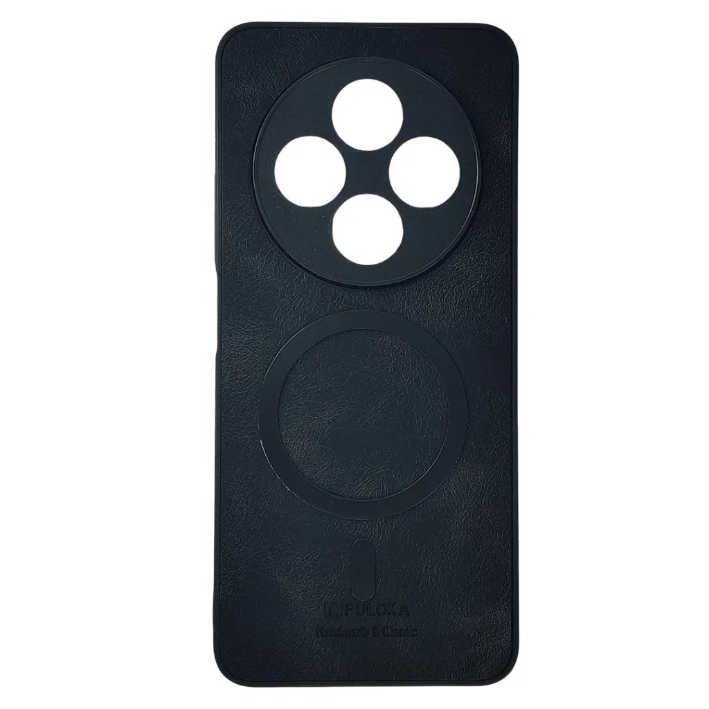 Xiaomi Redmi 14C|Poco C75 Built-in Magnetic Ring Premium Leather With Velvet Feel Back Case (Black)