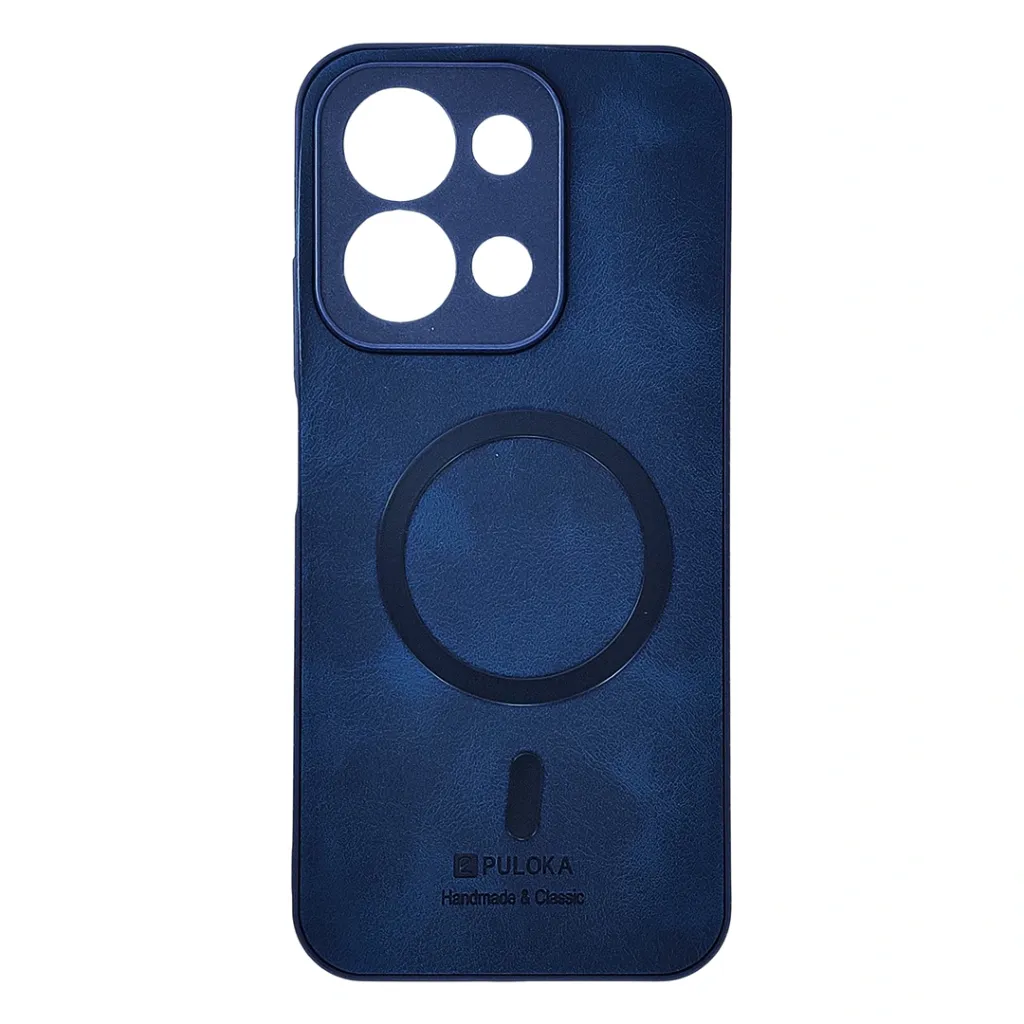 [PO32BMI15C-19-17] Xiaomi Redmi 15C|Poco C85 Built-in Magnetic Ring Premium Leather With Velvet Feel Back Case (Navy Blue)