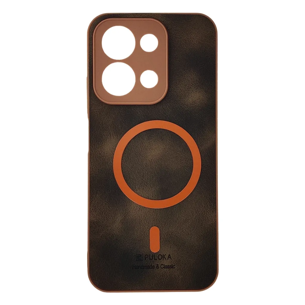 [PO32BMI15C-19-34] Xiaomi Redmi 15C|Poco C85 Built-in Magnetic Ring Premium Leather With Velvet Feel Back Case (Drak Brown)