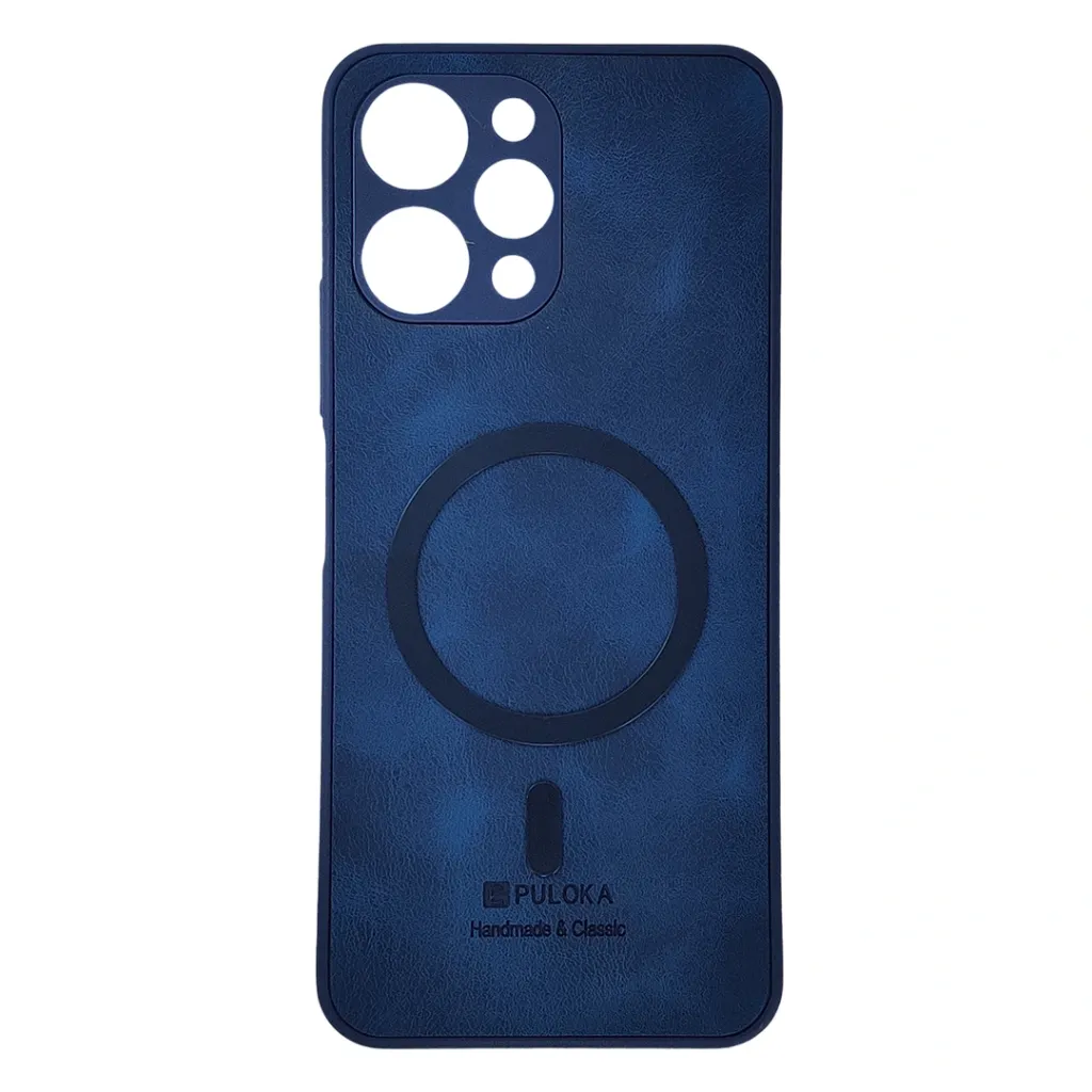 Xiaomi Redmi 12 4G Built-in Magnetic Ring Premium Leather With Velvet Feel Back Case (Navy Blue)