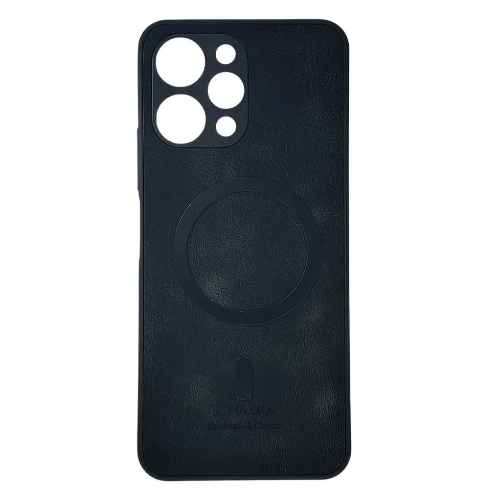 Xiaomi Redmi 12 4G Built-in Magnetic Ring Premium Leather With Velvet Feel Back Case (Black)