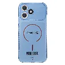 Oppo A6C 4G Dust Plug Transparent 3D Matte Magsafe Logo Back Case (Sky Blue)