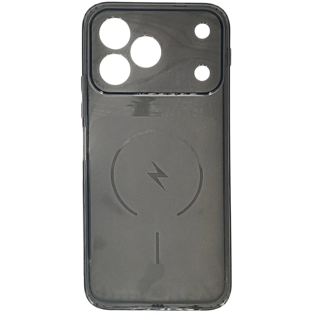 [PO15BTSPRK40-6-2] Tecno Spark 40 4G Dust Plug Transparent 3D Matte Magsafe Logo Back Case  (Black)