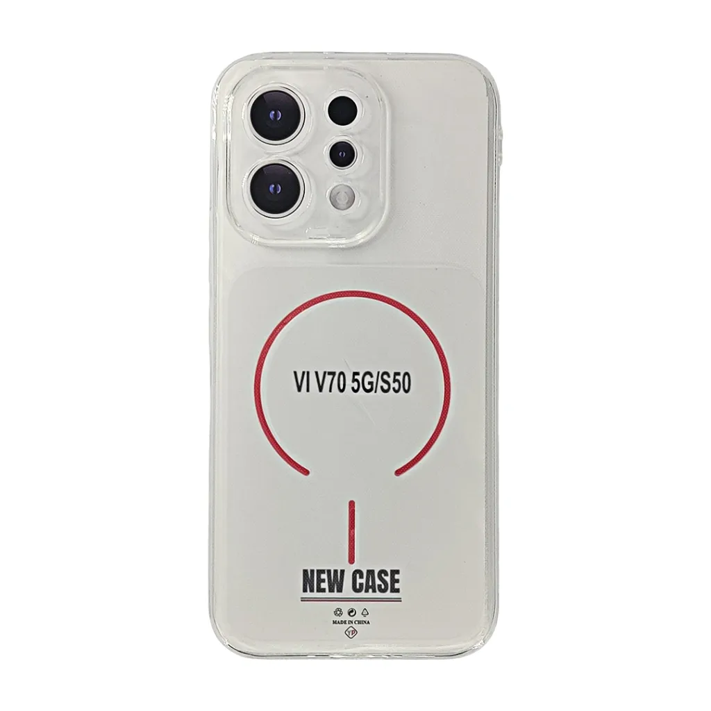 Vivo V70 5G|V70 Lite 4G|5G Dust Plug Transparent 3D Matte Magsafe Logo Back Case (Crystal)