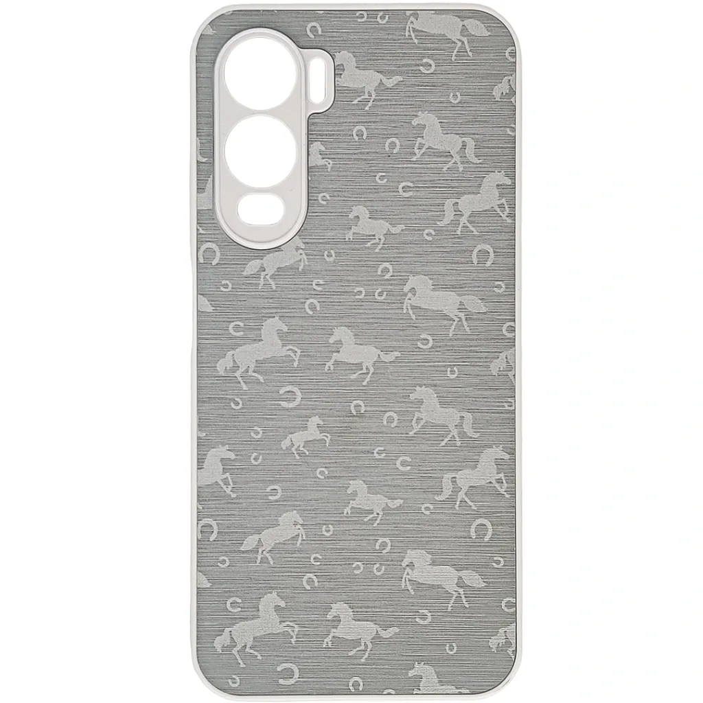 iTel City 200 4G Branded (BURGA) Derby Race Horses Pattern Leather Texture Back Case (White)