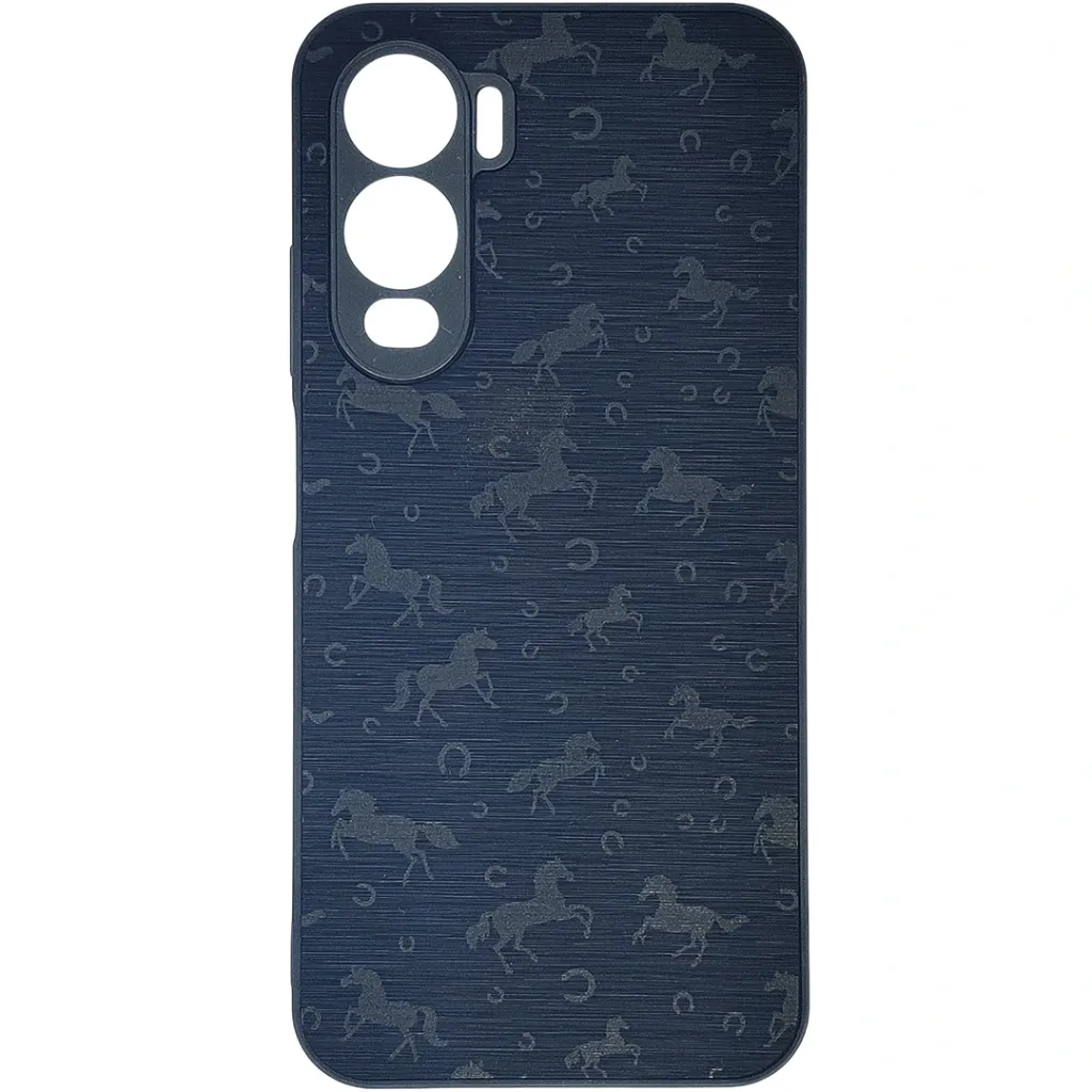 [PO42BITCITY200-43-2] iTel City 200 4G Branded (BURGA) Derby Race Horses Pattern Leather Texture Back Case (Black)
