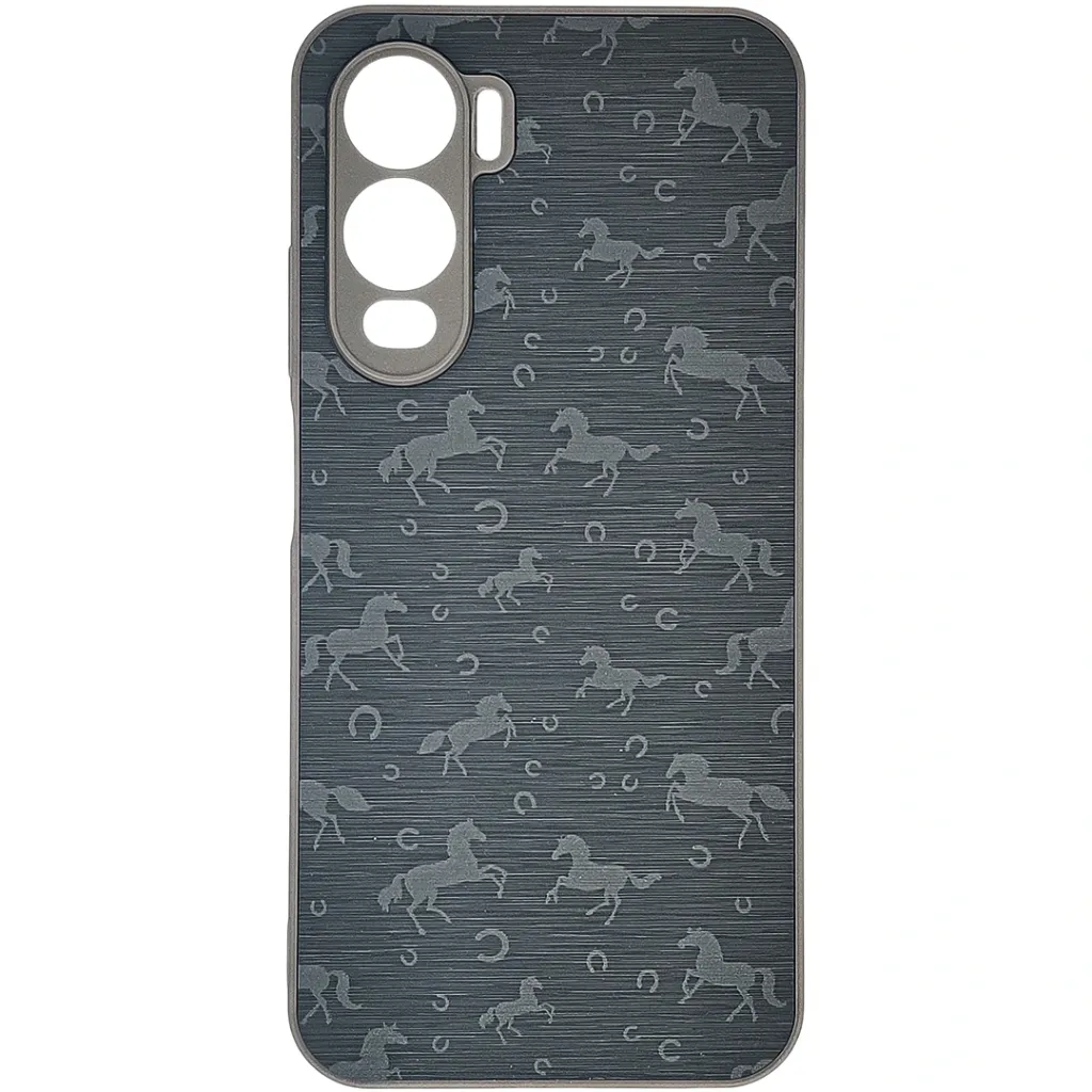 [PO42BITCITY200-43-9] iTel City 200 4G Branded (BURGA) Derby Race Horses Pattern Leather Texture Back Case (Gray)