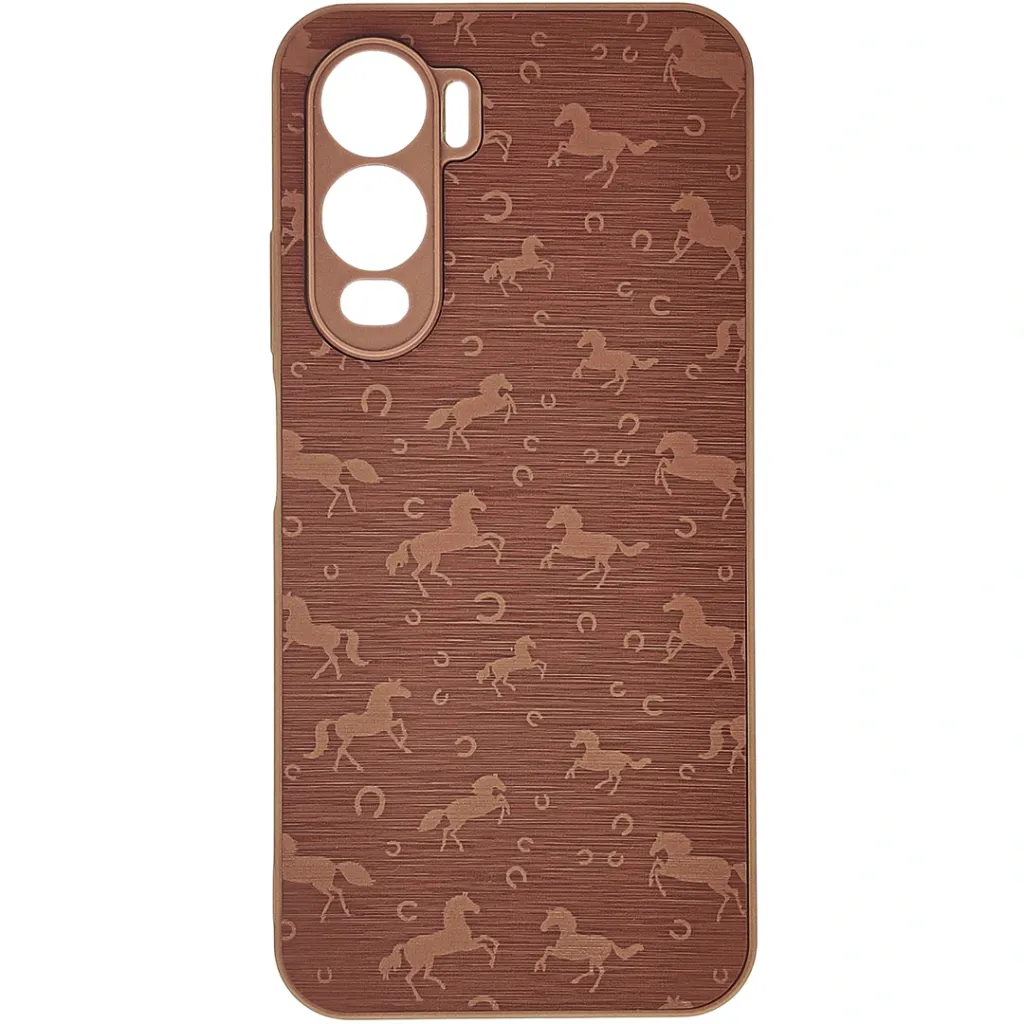 [PO42BITCITY200-43-13] iTel City 200 4G Branded (BURGA) Derby Race Horses Pattern Leather Texture Back Case (Brown)