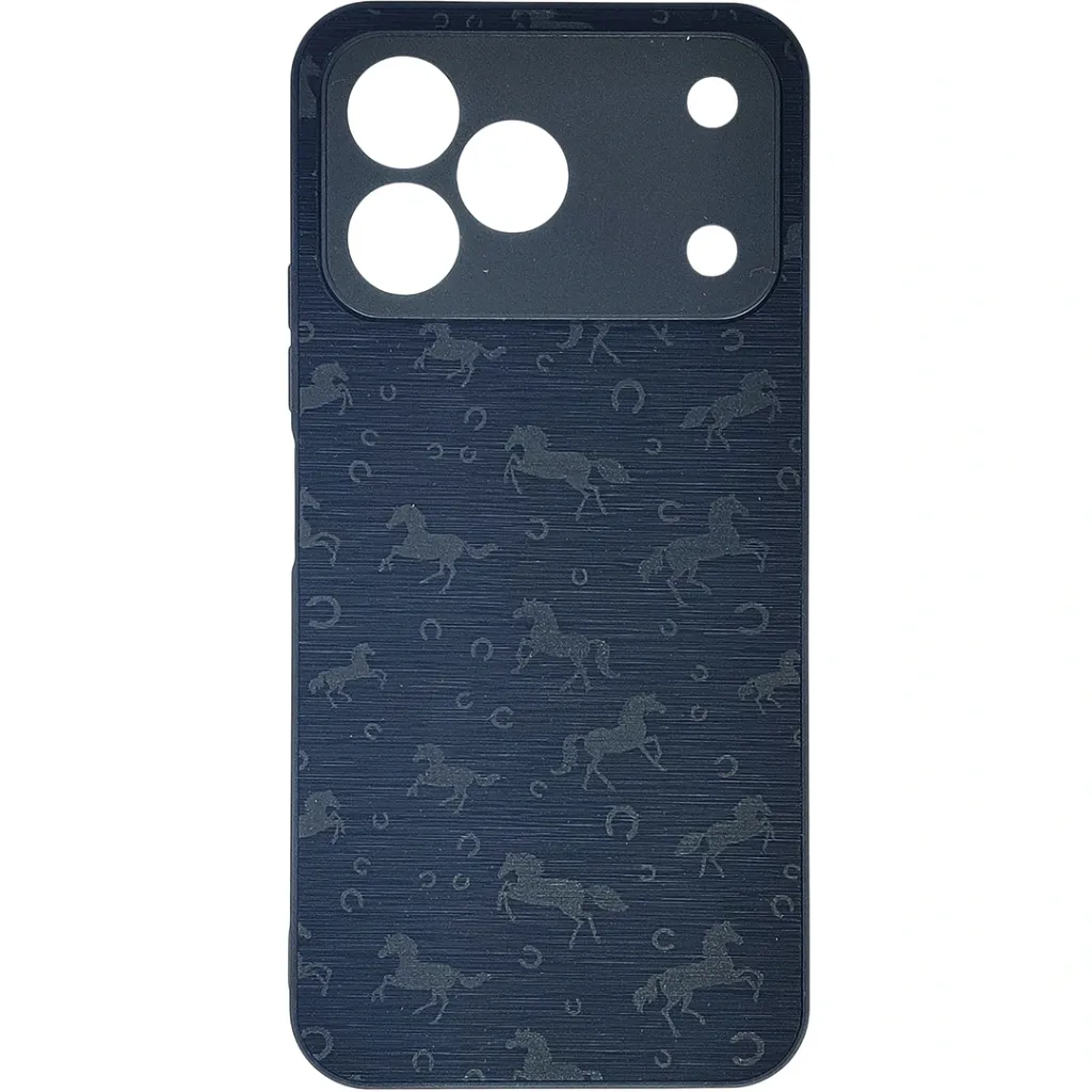 Tecno Spark 50 5G Branded (BURGA) Derby Race Horses Pattern Leather Texture Back Case (Black)