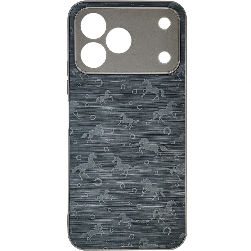 Tecno Spark 50 5G Branded (BURGA) Derby Race Horses Pattern Leather Texture Back Case (Gray)