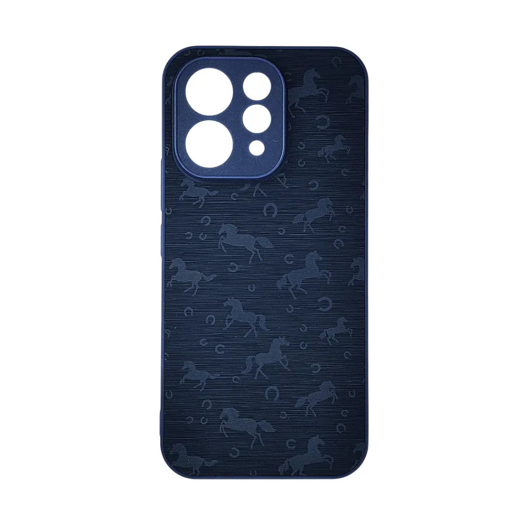 Vivo V70 5G|V70 Lite 4G|5G Branded (BURGA) Derby Race Horses Pattern Leather Texture Back Case (Navy Blue)