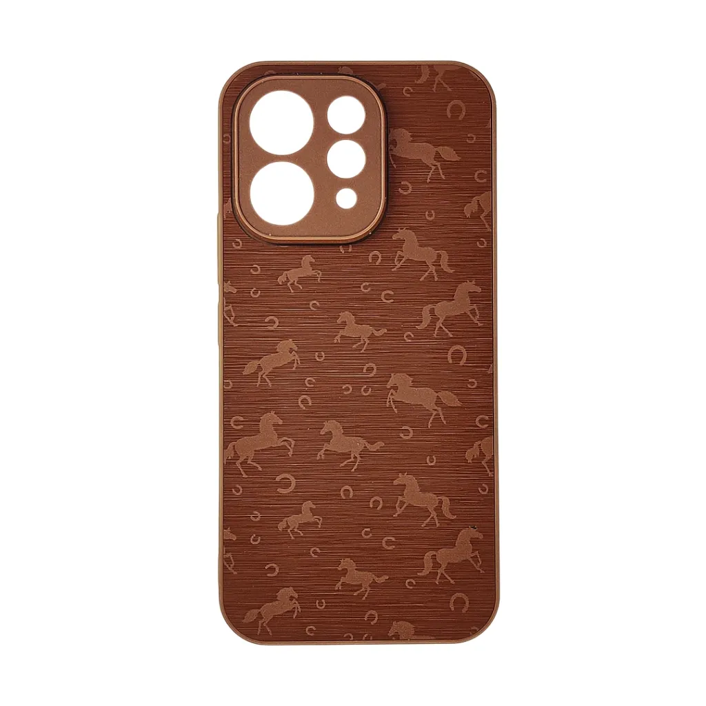 Vivo V70 5G|V70 Lite 4G|5G Branded (BURGA) Derby Race Horses Pattern Leather Texture Back Case (Brown)
