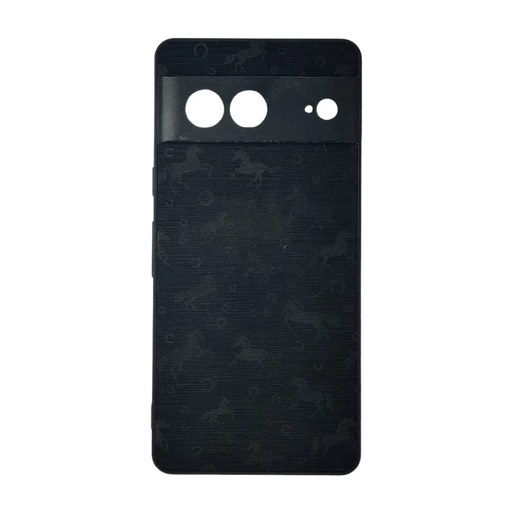 Google Pixel 7 Branded (BURGA) Derby Race Horses Pattern Leather Texture Back Case (Black)
