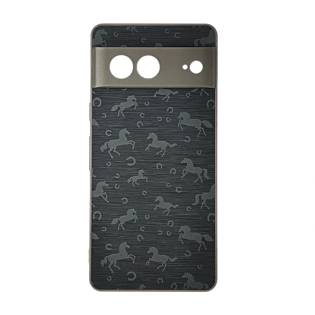 Google Pixel 7 Branded (BURGA) Derby Race Horses Pattern Leather Texture Back Case (Gray)