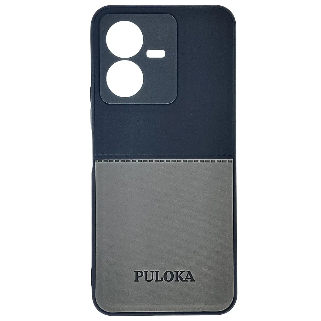 Vivo Y22 4G|Y22S 4G PULOKA Branded Bubble Tune With Leather Texture Mobile Back Case (Black)