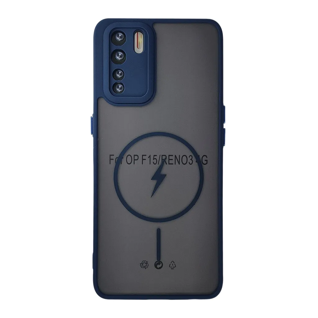 [PO6BOF15-12-17] Oppo F15/Reno 3 4G/A91 Stylish & Durable Matte Case With MagSafe Back Case (Navy Blue)
