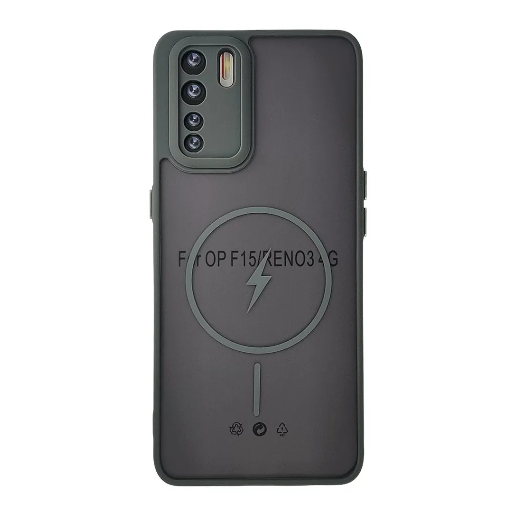 [PO6BOF15-12-9] Oppo F15/Reno 3 4G/A91 Stylish & Durable Matte Case With MagSafe Back Case (Gray)