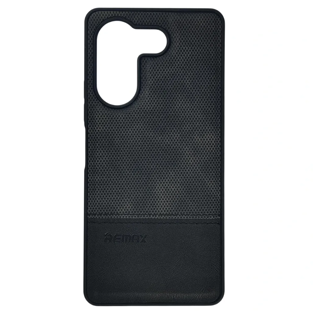 Tecno Camon 20 Pro|Camon 20 (REMAX) Logo Dotted Leather Texture Mobile Back Case (Black)