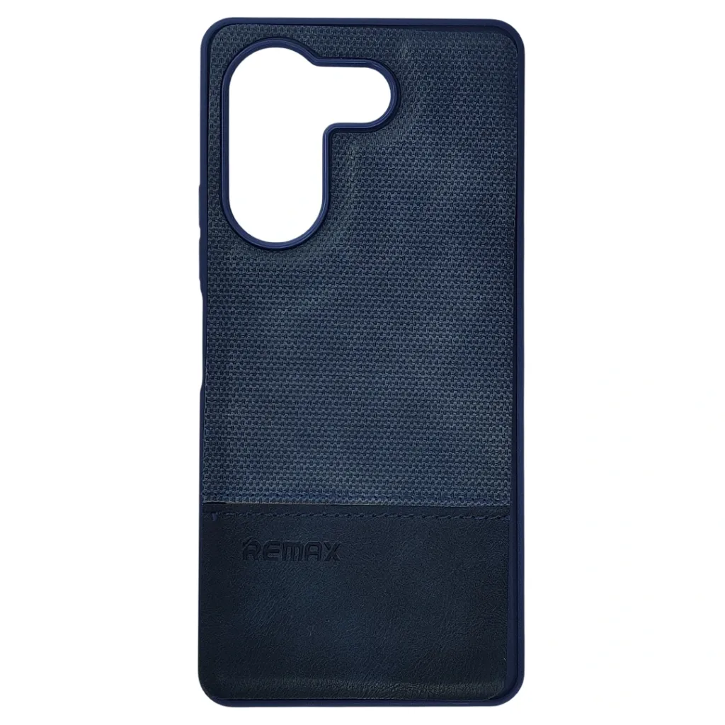 Tecno Camon 20 Pro|Camon 20 (REMAX) Logo Dotted Leather Texture Mobile Back Case (Navy Blue)