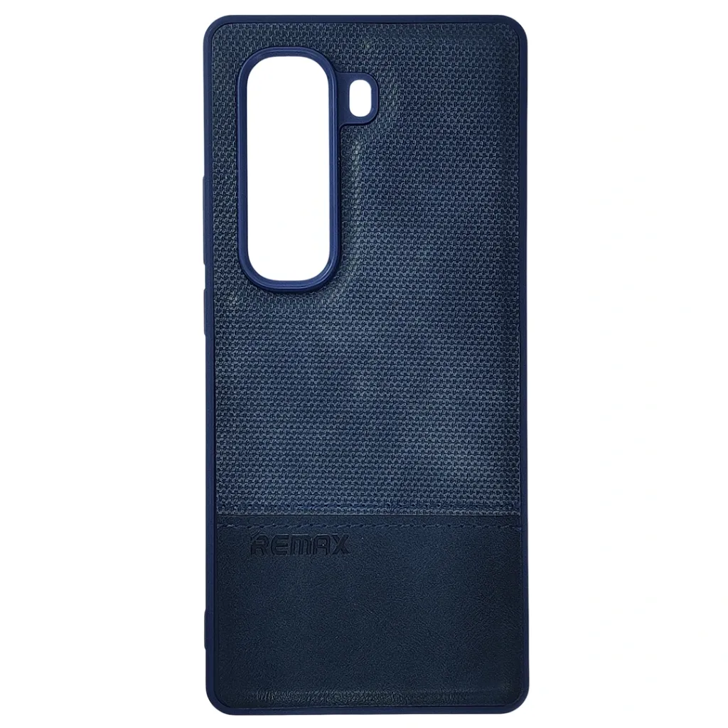Infinix Hot 50 Pro Plus 4G (REMAX) Logo Dotted Leather Texture Mobile Back Case (Navy Blue)