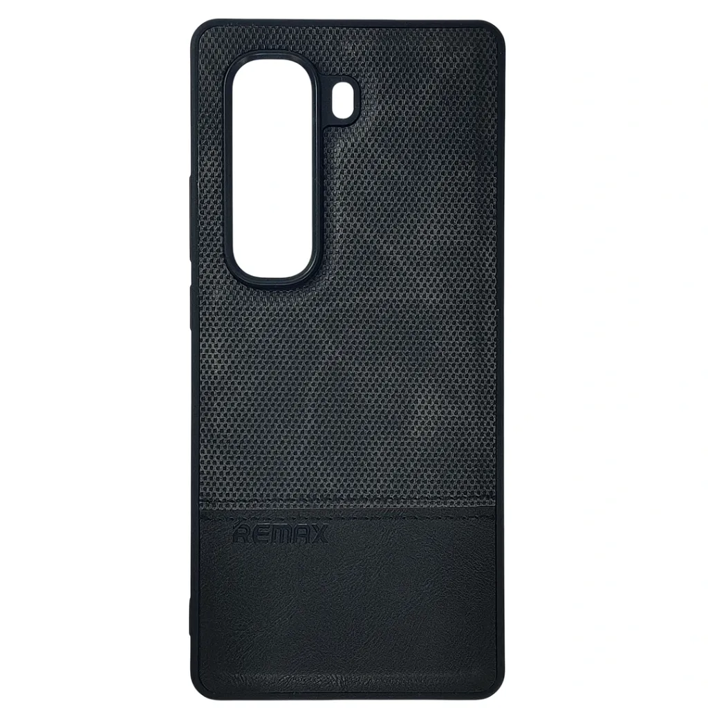 [PO42BIHOT50PRPL-44-2] Infinix Hot 50 Pro Plus 4G (REMAX) Logo Dotted Leather Texture Mobile Back Case (Black)