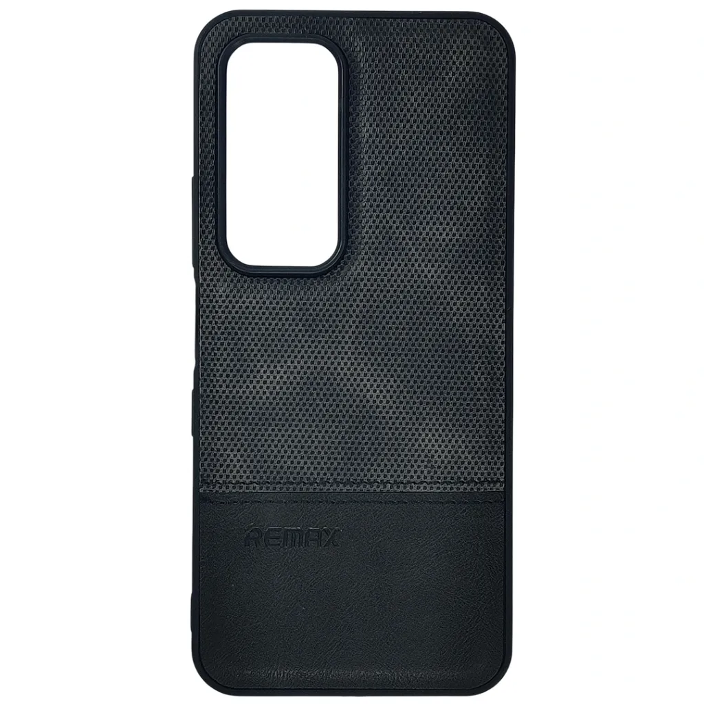 [PO42BIHOT60i-44-2] Infinix Hot 60i|HOT 60 4G (REMAX) Logo Dotted Leather Texture Mobile Back Case (Black)
