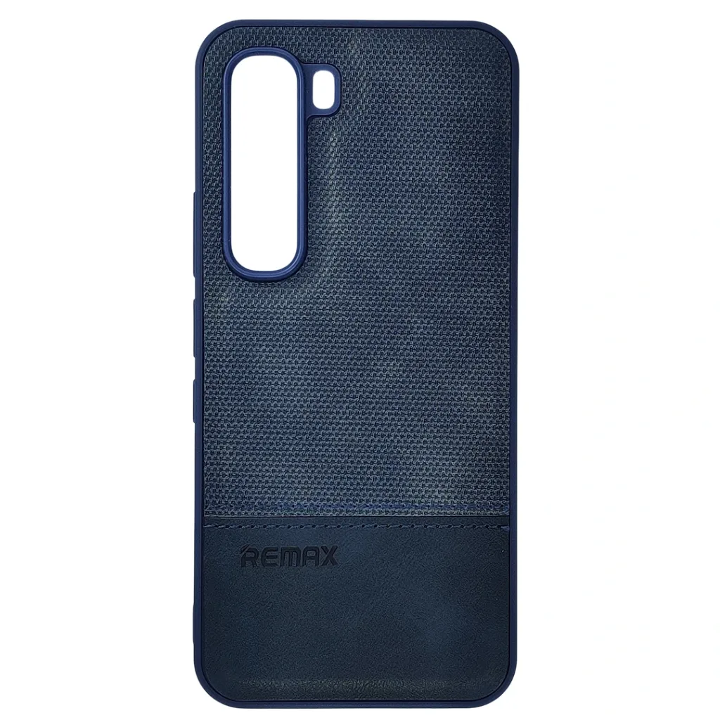 [PO42BIHOT60PR-44-17] Infinix Hot 60 Pro 4G (REMAX) Logo Dotted Leather Texture Mobile Back Case (Navy Blue)