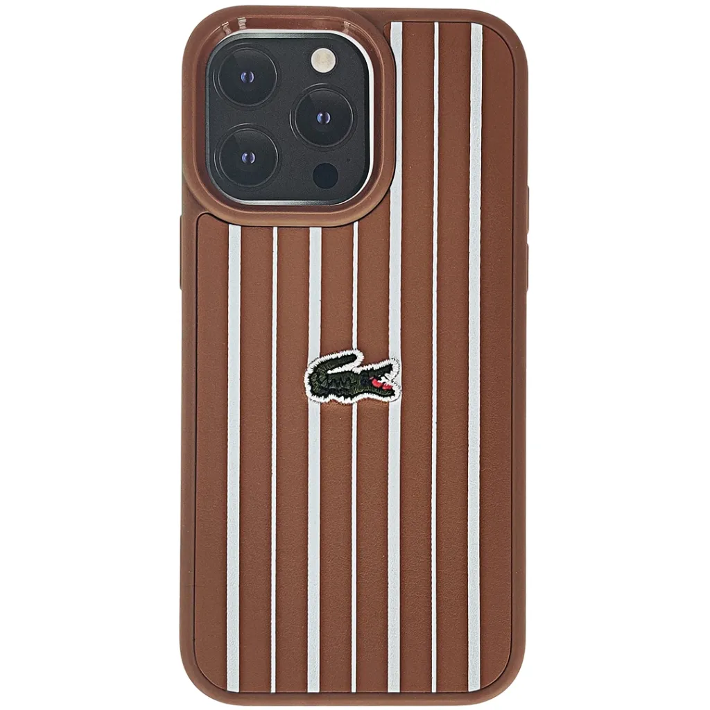 Iphone 14 Pro Max Lacoste Le Club Striped Edition Back Case (Brown)