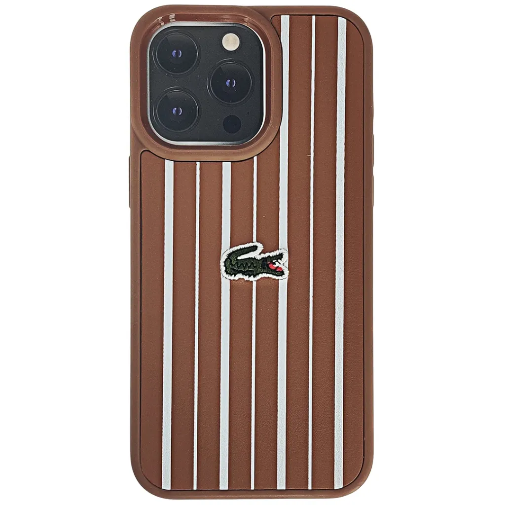 Iphone 15 Pro Max Lacoste Le Club Striped Edition Back Case (Brown)