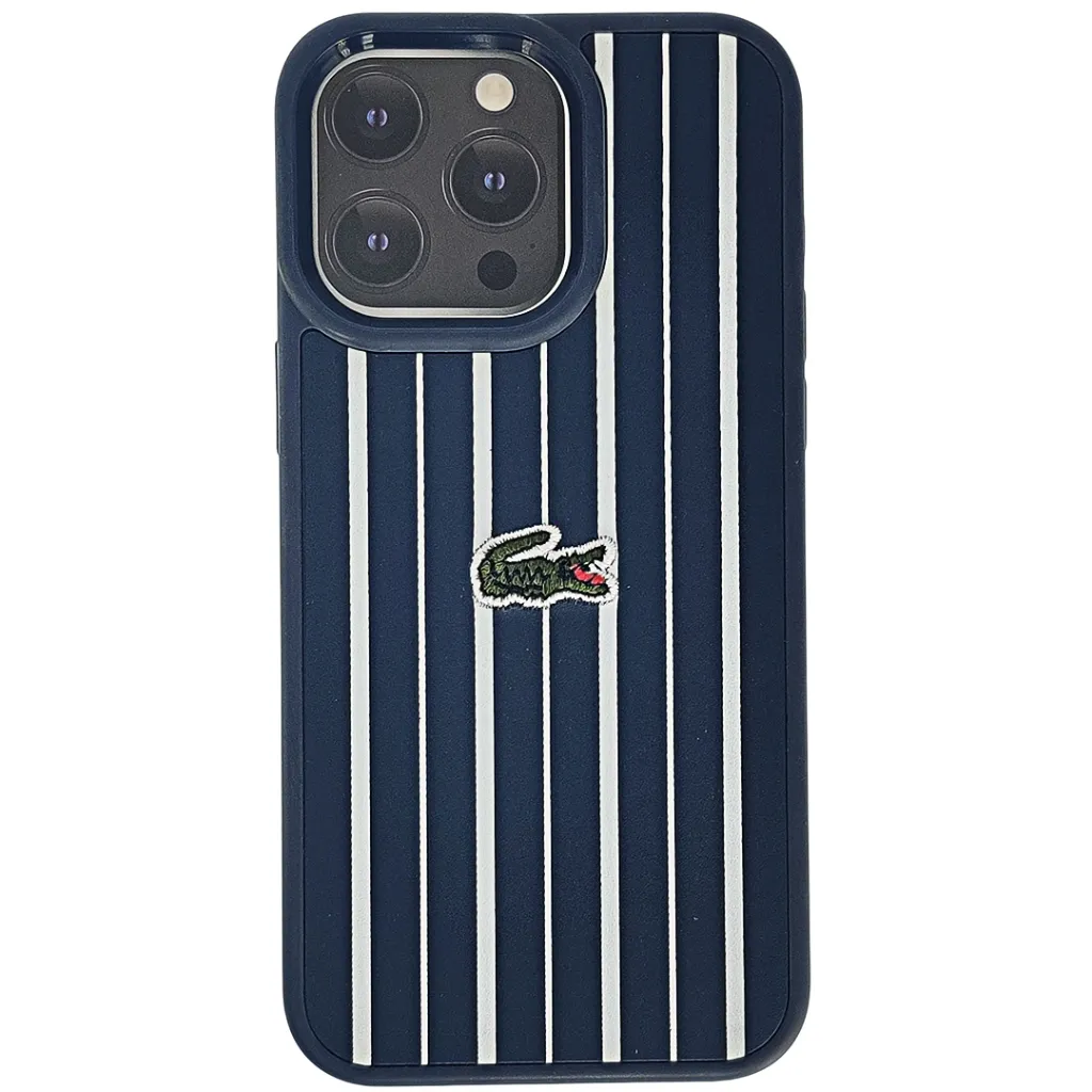 [PO32BIP15PMAX-15-17] Iphone 15 Pro Max Lacoste Le Club Striped Edition Back Case (Navy Blue)