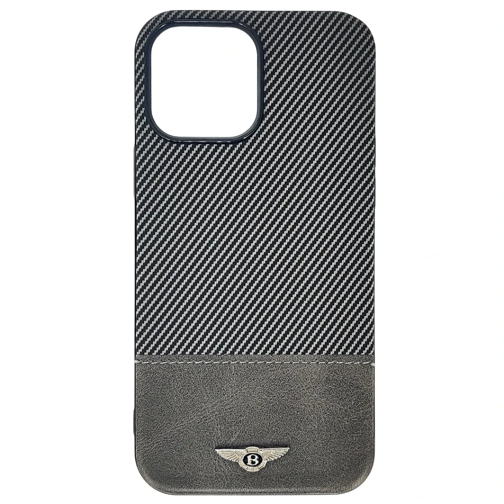 Iphone 13 Pro Max Bentley branded Carbon fiber pattern texture Back Case(Gray)