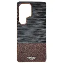 Samsung S25 Ultra Bentley branded Carbon fiber pattern texture Back Case (Brown)