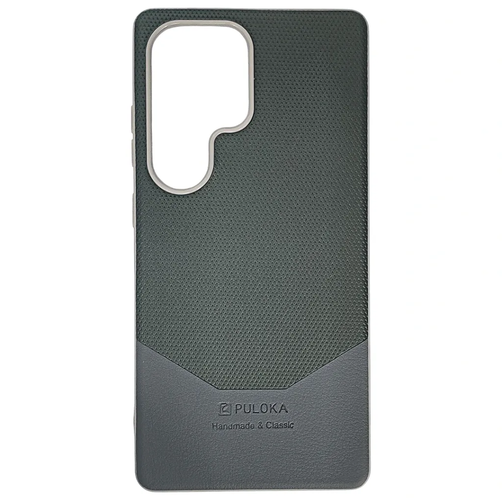 [PO42BSS23U-6-9] Samsung Galaxy S23 Ultra Pulaka handmade Dotted Leather Textured Designed Back Case (Gray)