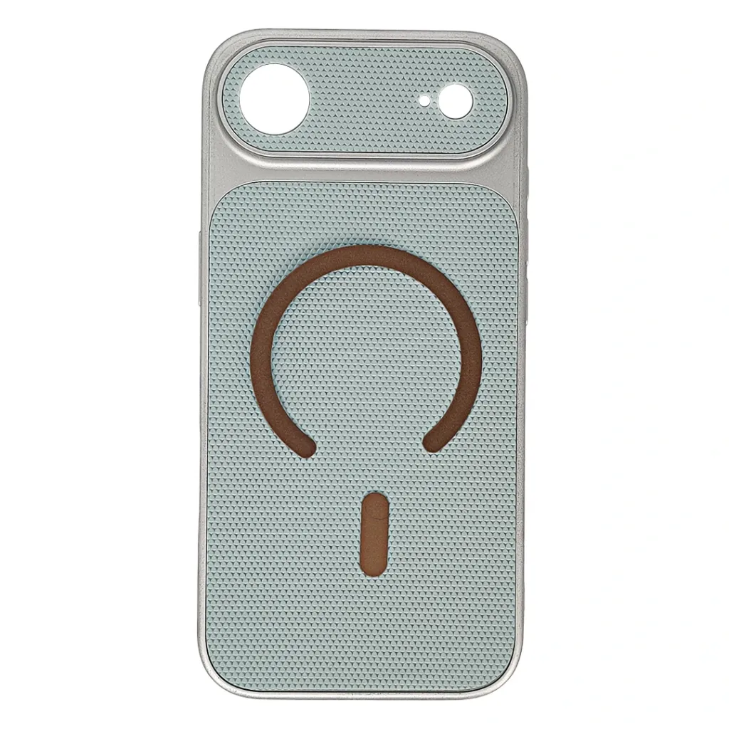 iPhone 17 Air Silicone Dotted Leather Textured Designed Magsafe Wireless Magnetic Charging Compatible Back Case (Aqua)