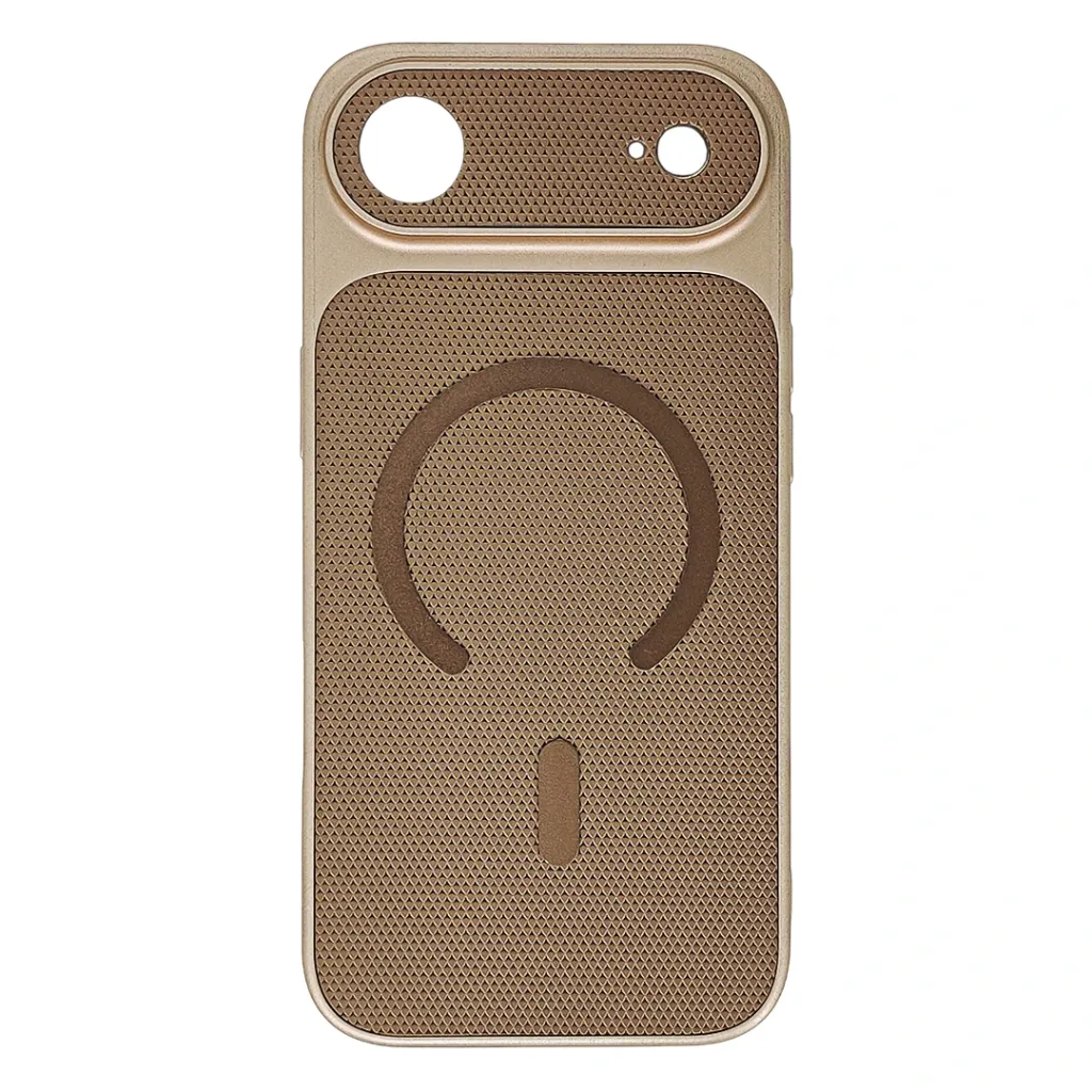 [PO14BIP17AIR-6-42] iPhone 17 Air Silicone Dotted Leather Textured Designed Magsafe Wireless Magnetic Charging Compatible Back Case (Desert Titanium)