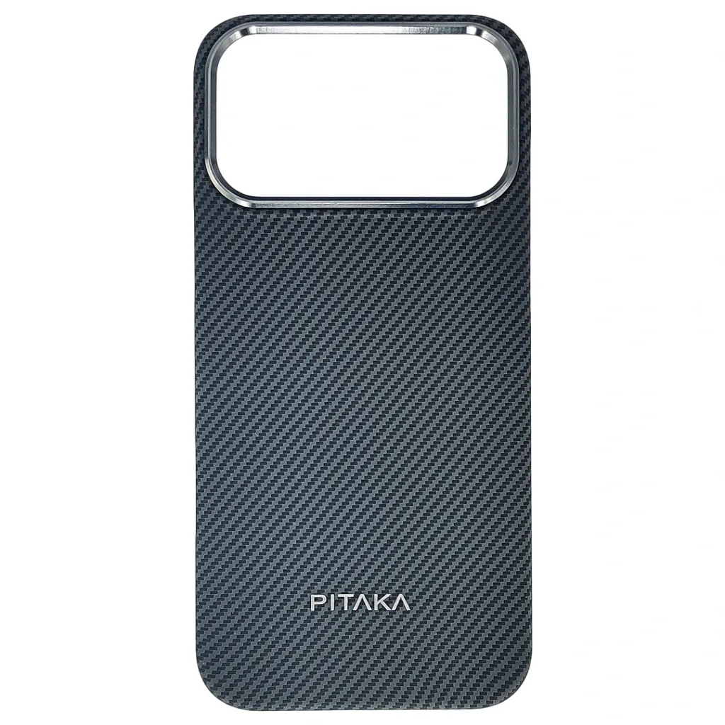 iPhone 17 Pro Max Carbon Fiber Tactile Woven Armid Fiber Pattern distinic geometric iC Magsafe Compatible and includes a built-in Camera bazel for lens Protection Back Case (Black)
