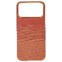 iPhone 17 Pro Max Carbon Fiber Tactile Woven Armid Fiber Pattern distinic geometric iC Magsafe Compatible and includes a built-in Camera bazel for lens Protection Back Case (Cosmic Orange)
