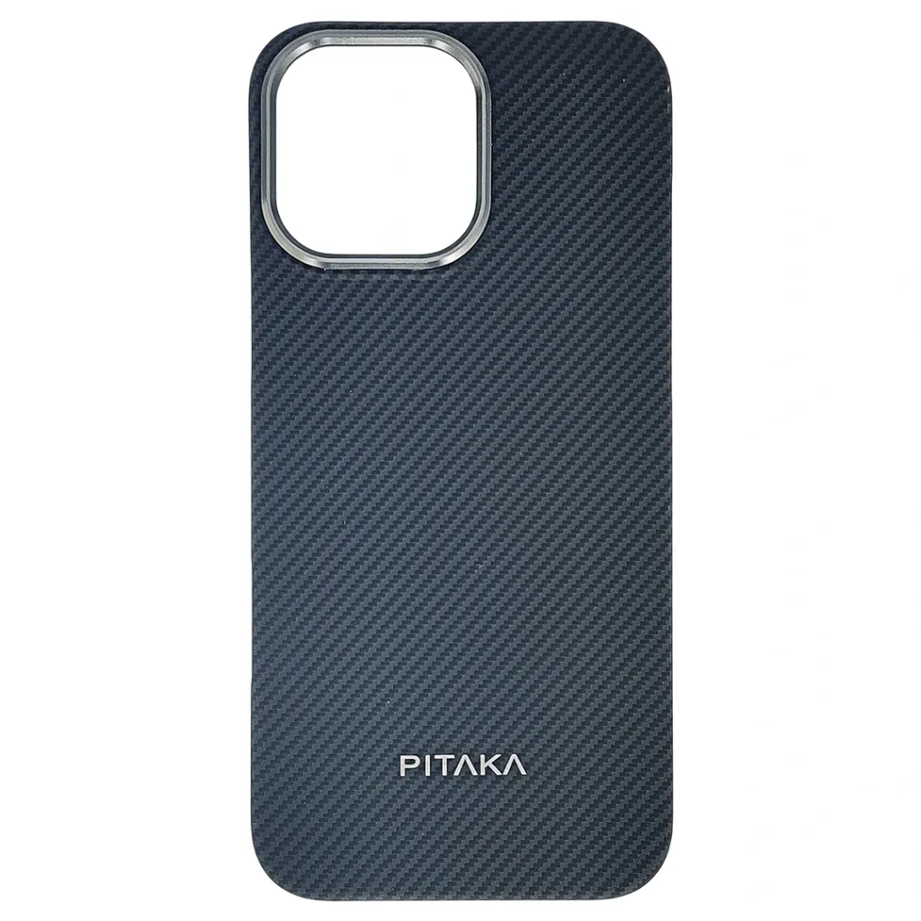 iPhone 16 Pro Max Carbon Fiber Tactile Woven Armid Fiber Pattern distinic geometric iC Magsafe Compatible and includes a built-in Camera bazel for lens Protection Back Case (Black)