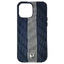 iPhone 13 Pro Max Classic Fit Carbon Fiber Texture Featuring a Central diagonal Stripe Luxuary Leather Feel Back Case (Black)