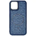 iPhone 12 Pro Max features a distinct leather-like Woven texture and integrated Magsafe Charging compatibility Back Case (Navy Blue)