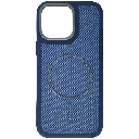 iPhone 16 Pro Max features a distinct leather-like Woven texture and integrated Magsafe Charging compatibility Back Case (Navy Blue)