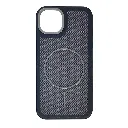 iPhone 13|iPhone 14 features a distinct leather-like Woven texture and integrated Magsafe Charging compatibility Back Case (Black)