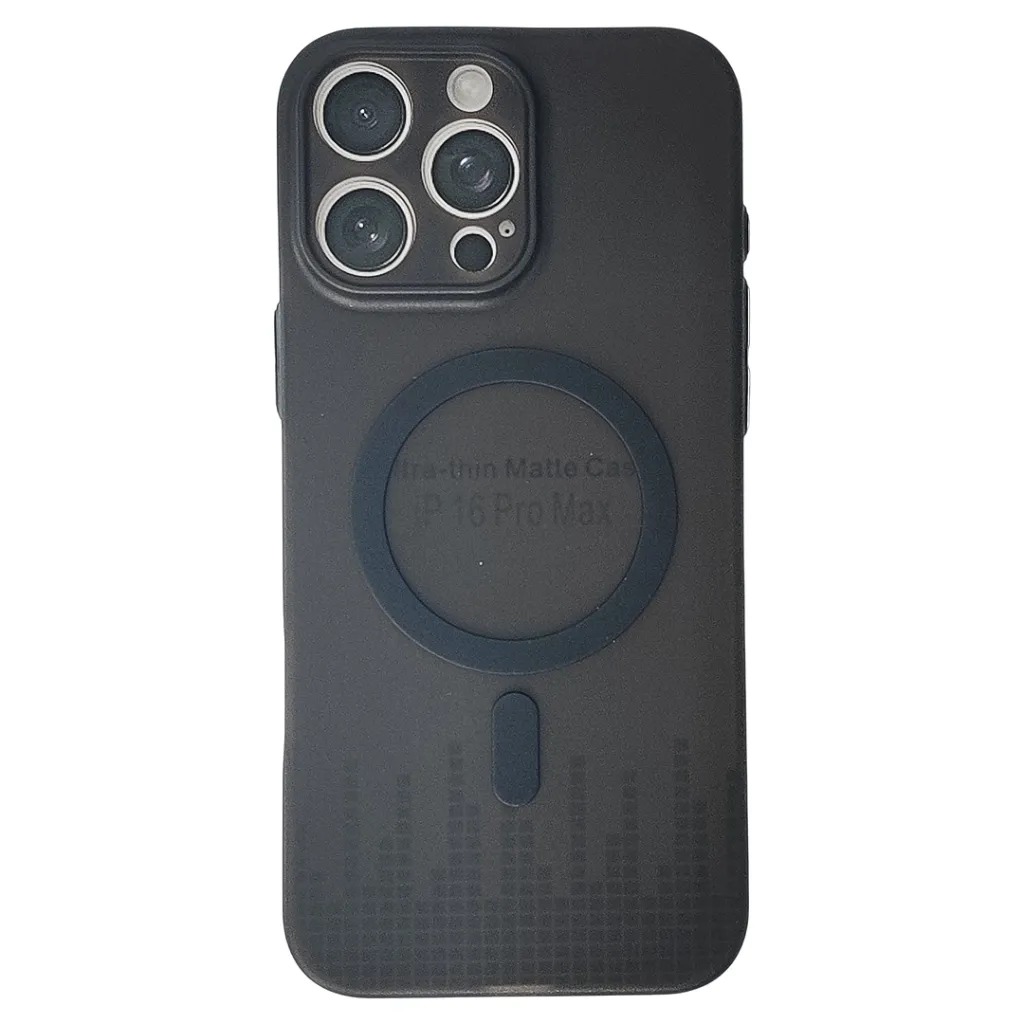 [PO4BIP16PMAX-5-2] iPhone 16 Pro Max Magnetic Wireless Charging Matte Featuring a Slim Paper Design Back Case (Black)
