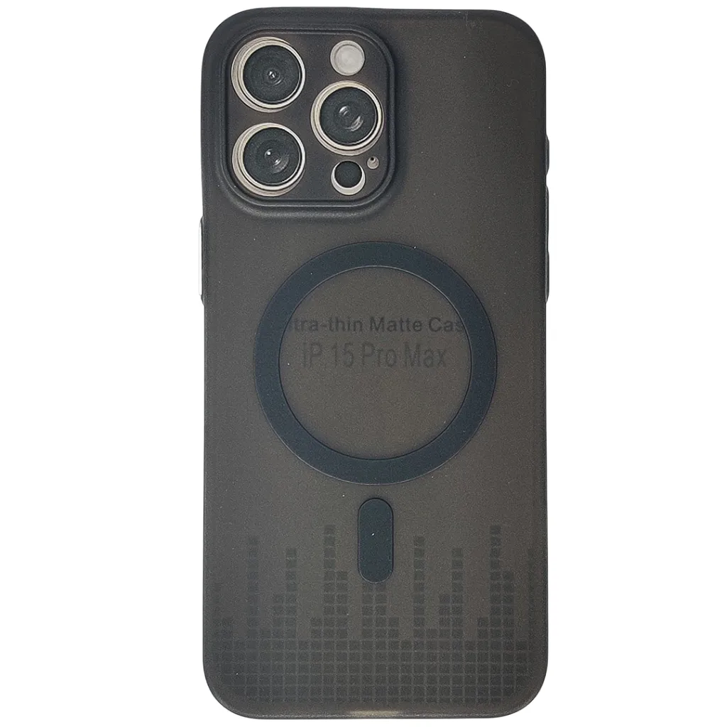 [PO4BIP15PMAX-5-2] iPhone 15 Pro Max Magnetic Wireless Charging Matte Featuring a Slim Paper Design Back Case (Black)