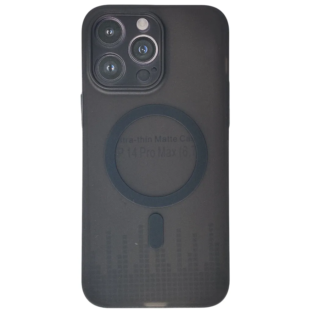 [PO4BIP14PMAX-5-2] iPhone 14 Pro Max Magnetic Wireless Charging Matte Featuring a Slim Paper Design Back Case (Black)
